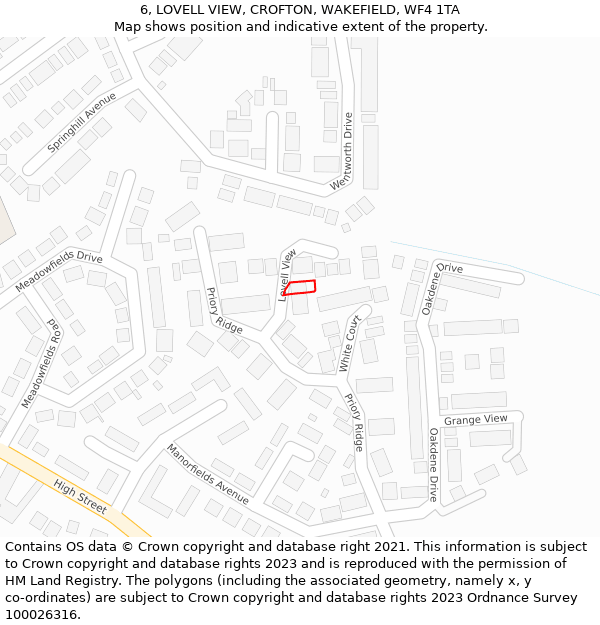 6, LOVELL VIEW, CROFTON, WAKEFIELD, WF4 1TA: Location map and indicative extent of plot