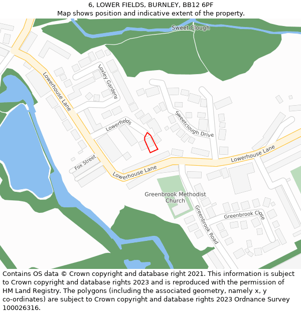 6, LOWER FIELDS, BURNLEY, BB12 6PF: Location map and indicative extent of plot