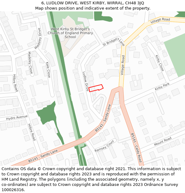 6, LUDLOW DRIVE, WEST KIRBY, WIRRAL, CH48 3JQ: Location map and indicative extent of plot