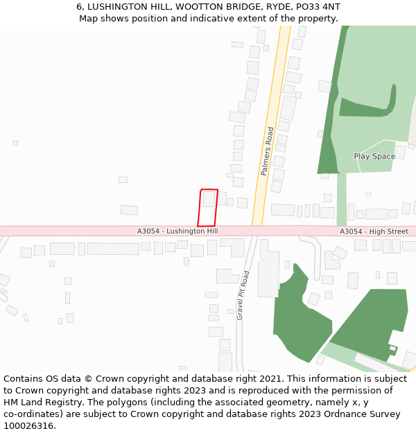 6, LUSHINGTON HILL, WOOTTON BRIDGE, RYDE, PO33 4NT: Location map and indicative extent of plot