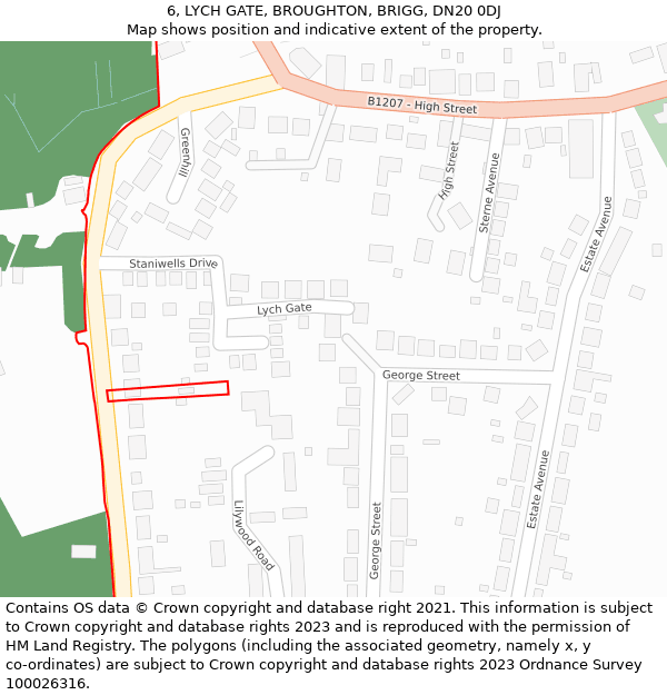 6, LYCH GATE, BROUGHTON, BRIGG, DN20 0DJ: Location map and indicative extent of plot