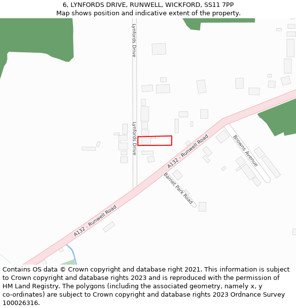 6, LYNFORDS DRIVE, RUNWELL, WICKFORD, SS11 7PP: Location map and indicative extent of plot