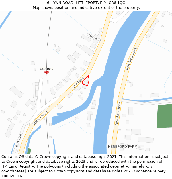 6, LYNN ROAD, LITTLEPORT, ELY, CB6 1QG: Location map and indicative extent of plot