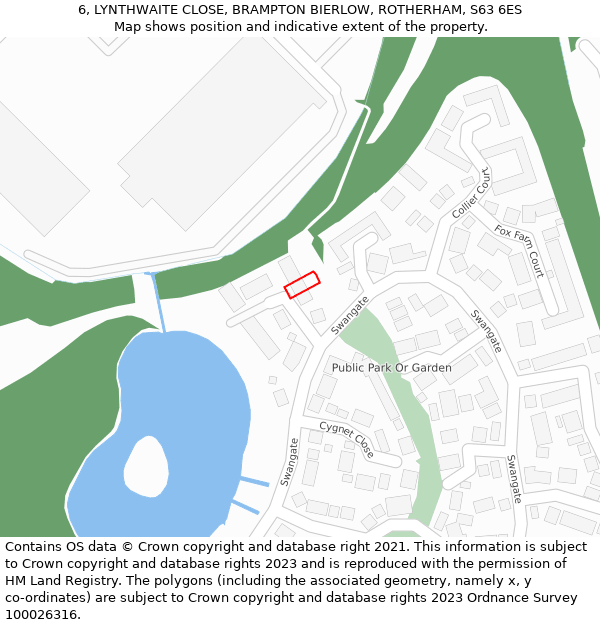 6, LYNTHWAITE CLOSE, BRAMPTON BIERLOW, ROTHERHAM, S63 6ES: Location map and indicative extent of plot