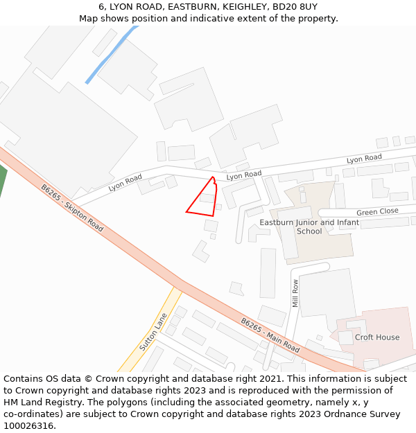 6, LYON ROAD, EASTBURN, KEIGHLEY, BD20 8UY: Location map and indicative extent of plot