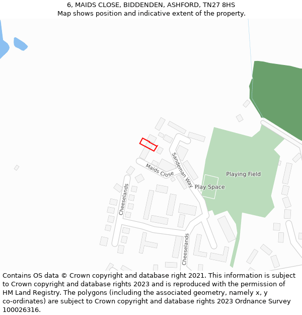 6, MAIDS CLOSE, BIDDENDEN, ASHFORD, TN27 8HS: Location map and indicative extent of plot