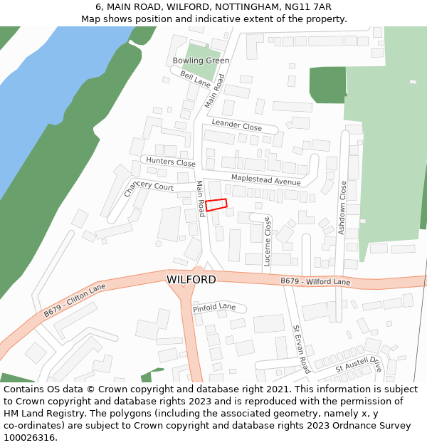 6, MAIN ROAD, WILFORD, NOTTINGHAM, NG11 7AR: Location map and indicative extent of plot