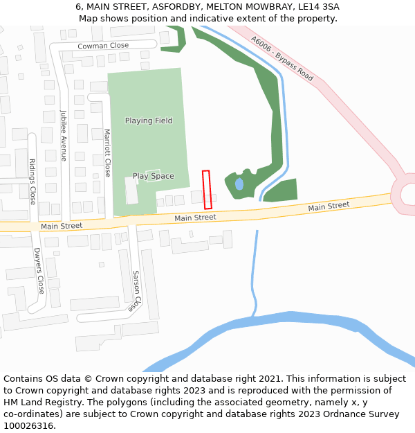 6, MAIN STREET, ASFORDBY, MELTON MOWBRAY, LE14 3SA: Location map and indicative extent of plot