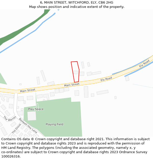 6, MAIN STREET, WITCHFORD, ELY, CB6 2HG: Location map and indicative extent of plot