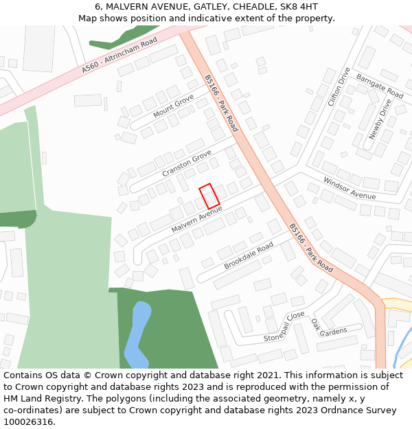 6, MALVERN AVENUE, GATLEY, CHEADLE, SK8 4HT: Location map and indicative extent of plot