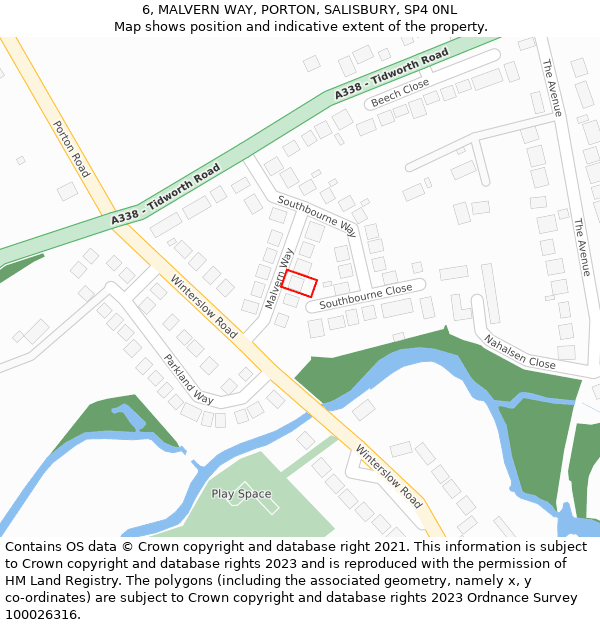 6, MALVERN WAY, PORTON, SALISBURY, SP4 0NL: Location map and indicative extent of plot