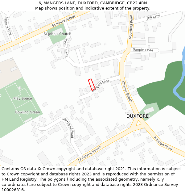 6, MANGERS LANE, DUXFORD, CAMBRIDGE, CB22 4RN: Location map and indicative extent of plot