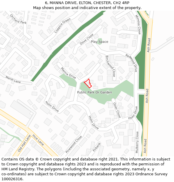 6, MANNA DRIVE, ELTON, CHESTER, CH2 4RP: Location map and indicative extent of plot