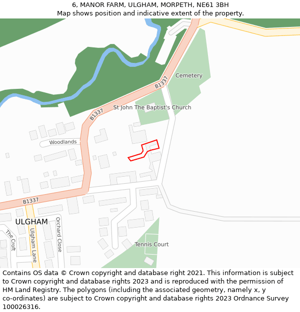 6, MANOR FARM, ULGHAM, MORPETH, NE61 3BH: Location map and indicative extent of plot