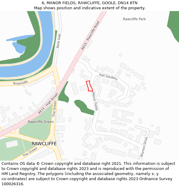 6, MANOR FIELDS, RAWCLIFFE, GOOLE, DN14 8TN: Location map and indicative extent of plot