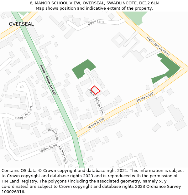 6, MANOR SCHOOL VIEW, OVERSEAL, SWADLINCOTE, DE12 6LN: Location map and indicative extent of plot