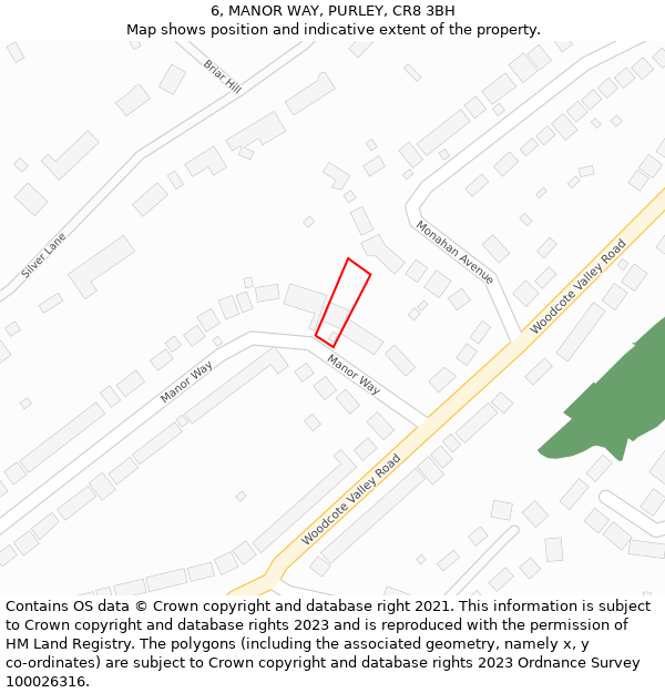 6, MANOR WAY, PURLEY, CR8 3BH: Location map and indicative extent of plot