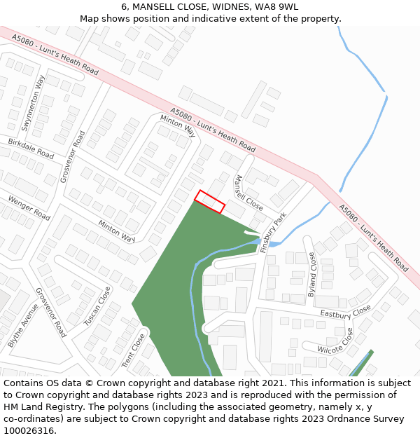 6, MANSELL CLOSE, WIDNES, WA8 9WL: Location map and indicative extent of plot