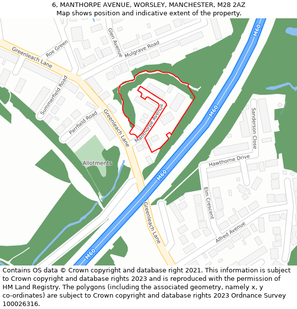6, MANTHORPE AVENUE, WORSLEY, MANCHESTER, M28 2AZ: Location map and indicative extent of plot