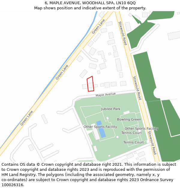 6, MAPLE AVENUE, WOODHALL SPA, LN10 6QQ: Location map and indicative extent of plot