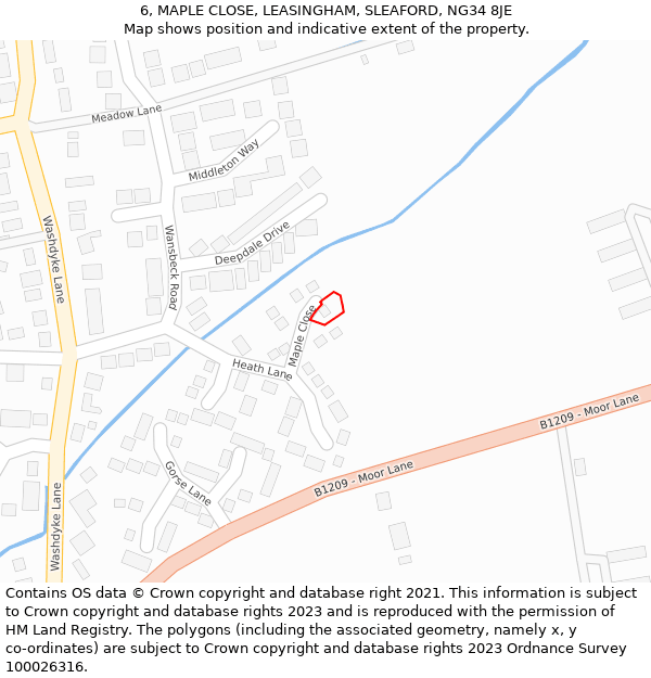 6, MAPLE CLOSE, LEASINGHAM, SLEAFORD, NG34 8JE: Location map and indicative extent of plot