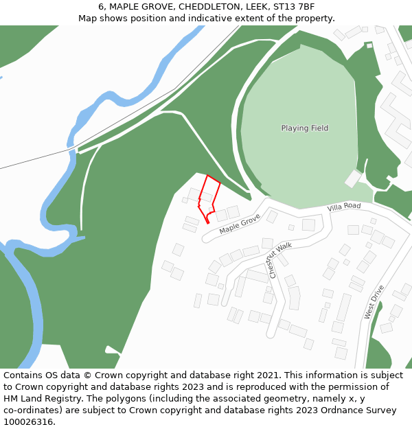 6, MAPLE GROVE, CHEDDLETON, LEEK, ST13 7BF: Location map and indicative extent of plot