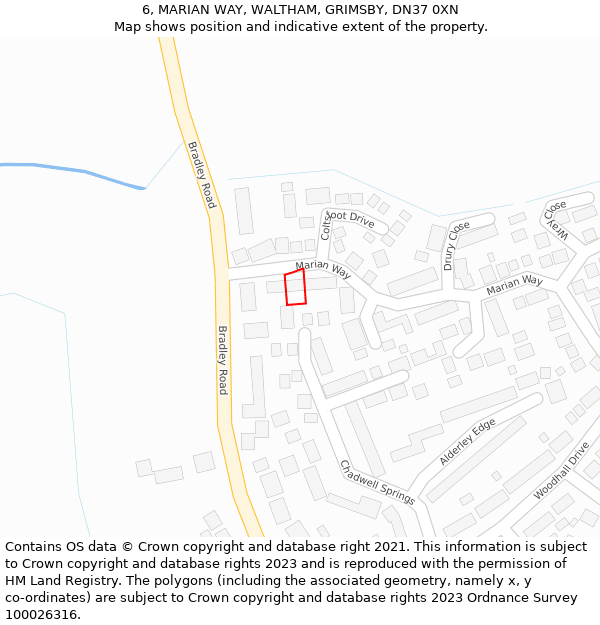 6, MARIAN WAY, WALTHAM, GRIMSBY, DN37 0XN: Location map and indicative extent of plot