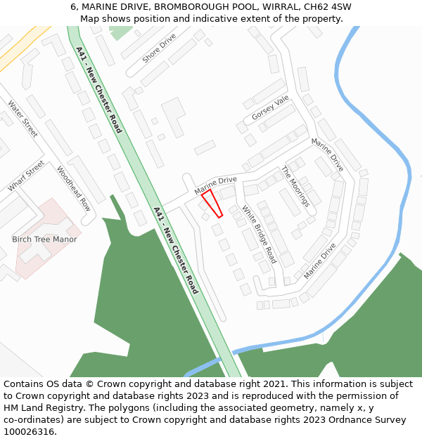 6, MARINE DRIVE, BROMBOROUGH POOL, WIRRAL, CH62 4SW: Location map and indicative extent of plot