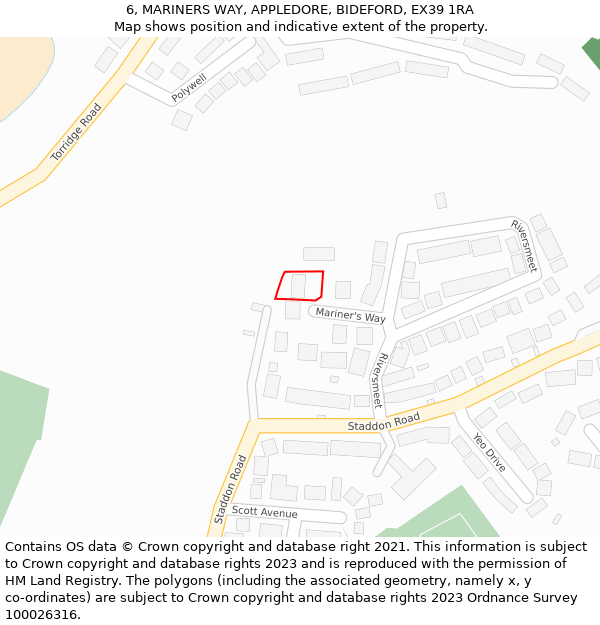 6, MARINERS WAY, APPLEDORE, BIDEFORD, EX39 1RA: Location map and indicative extent of plot