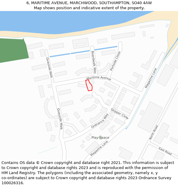 6, MARITIME AVENUE, MARCHWOOD, SOUTHAMPTON, SO40 4AW: Location map and indicative extent of plot