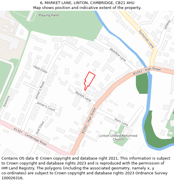 6, MARKET LANE, LINTON, CAMBRIDGE, CB21 4HU: Location map and indicative extent of plot