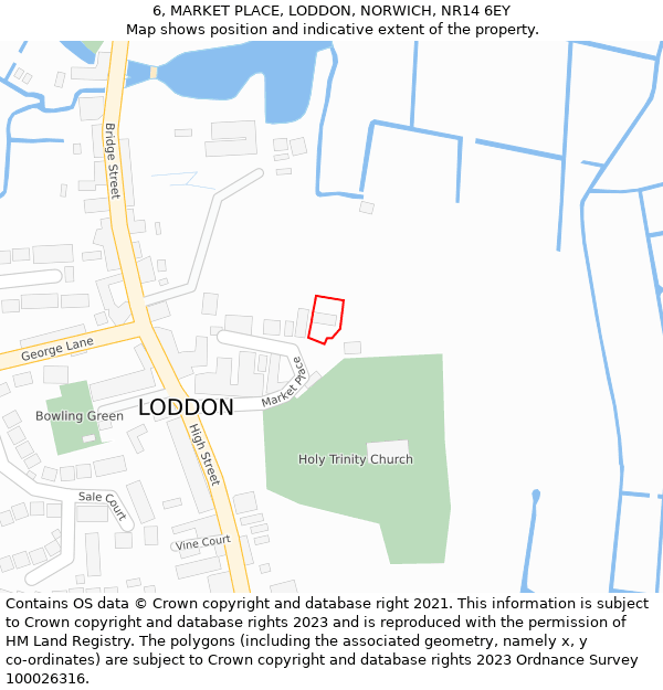 6, MARKET PLACE, LODDON, NORWICH, NR14 6EY: Location map and indicative extent of plot