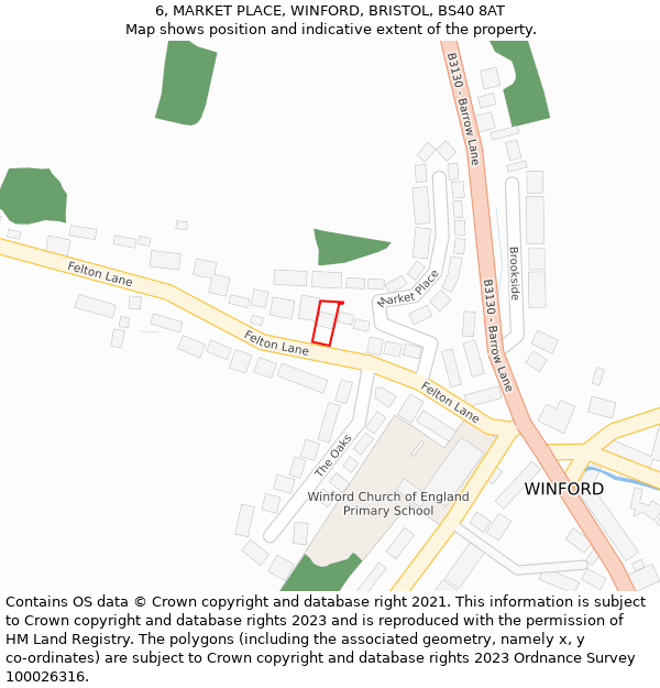 6, MARKET PLACE, WINFORD, BRISTOL, BS40 8AT: Location map and indicative extent of plot