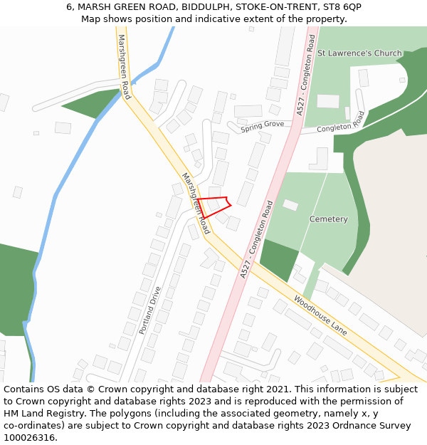 6, MARSH GREEN ROAD, BIDDULPH, STOKE-ON-TRENT, ST8 6QP: Location map and indicative extent of plot