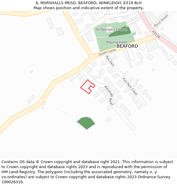 6, MARSHALLS MEAD, BEAFORD, WINKLEIGH, EX19 8LH: Location map and indicative extent of plot