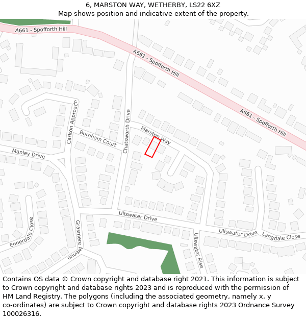 6, MARSTON WAY, WETHERBY, LS22 6XZ: Location map and indicative extent of plot