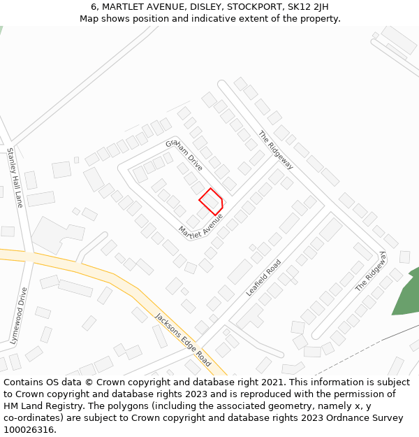 6, MARTLET AVENUE, DISLEY, STOCKPORT, SK12 2JH: Location map and indicative extent of plot
