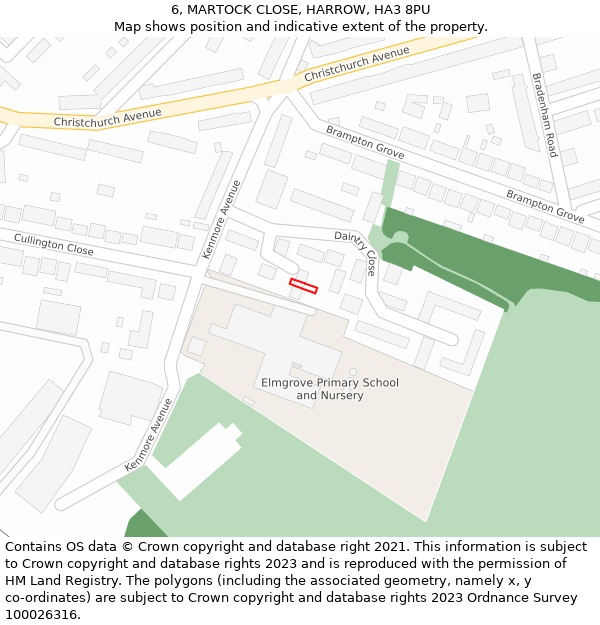 6, MARTOCK CLOSE, HARROW, HA3 8PU: Location map and indicative extent of plot