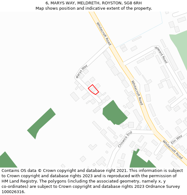 6, MARYS WAY, MELDRETH, ROYSTON, SG8 6RH: Location map and indicative extent of plot