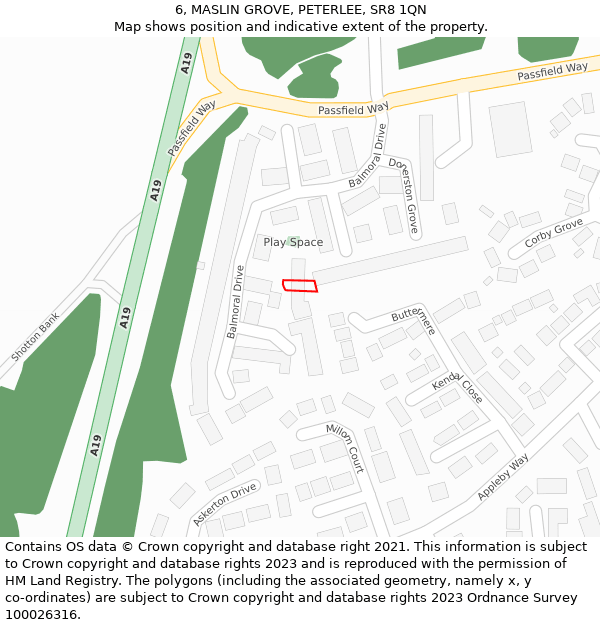 6, MASLIN GROVE, PETERLEE, SR8 1QN: Location map and indicative extent of plot