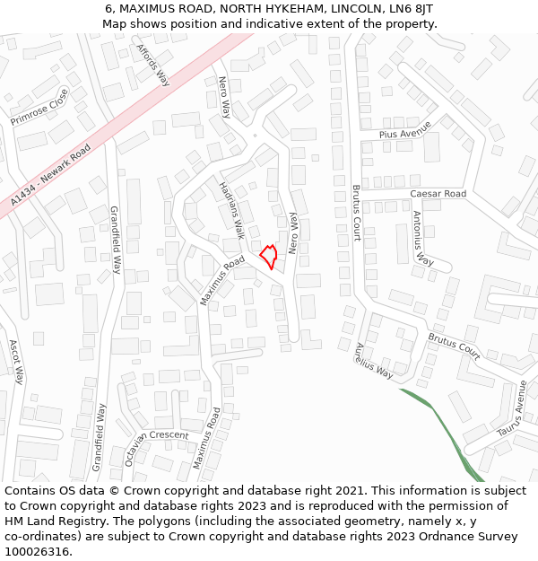 6, MAXIMUS ROAD, NORTH HYKEHAM, LINCOLN, LN6 8JT: Location map and indicative extent of plot