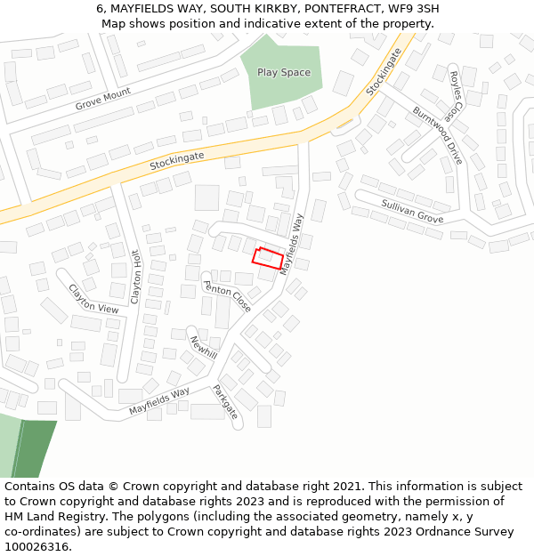 6, MAYFIELDS WAY, SOUTH KIRKBY, PONTEFRACT, WF9 3SH: Location map and indicative extent of plot