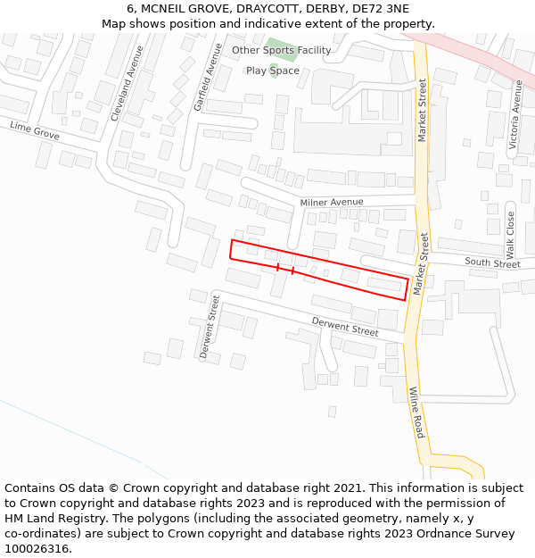 6, MCNEIL GROVE, DRAYCOTT, DERBY, DE72 3NE: Location map and indicative extent of plot