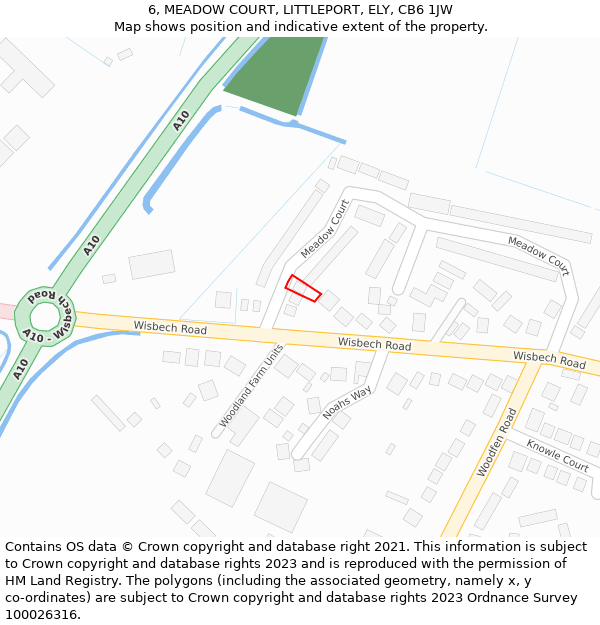 6, MEADOW COURT, LITTLEPORT, ELY, CB6 1JW: Location map and indicative extent of plot