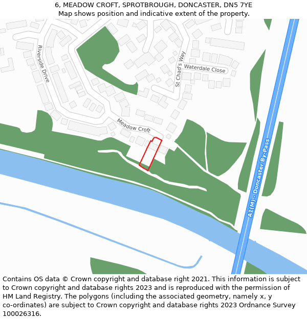 6, MEADOW CROFT, SPROTBROUGH, DONCASTER, DN5 7YE: Location map and indicative extent of plot