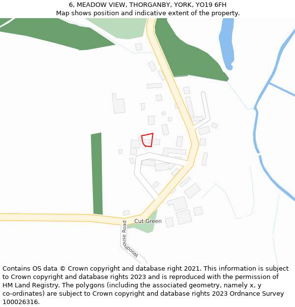 6, MEADOW VIEW, THORGANBY, YORK, YO19 6FH: Location map and indicative extent of plot