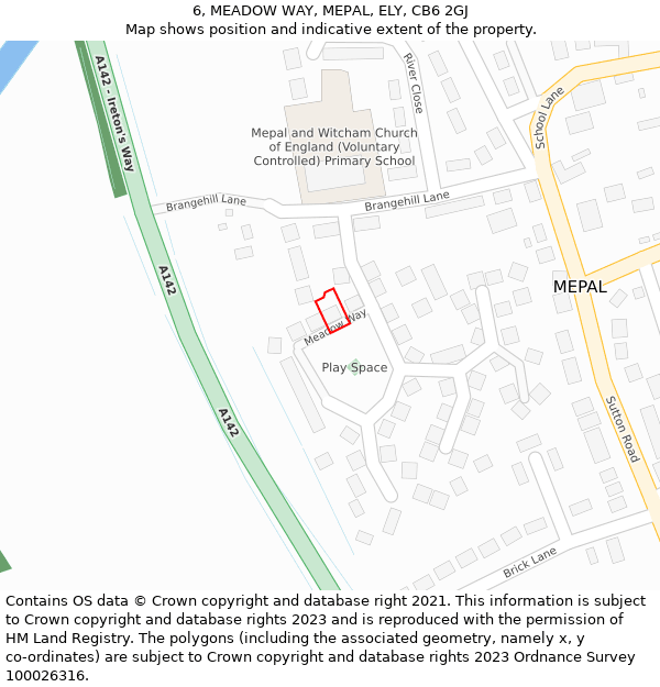 6, MEADOW WAY, MEPAL, ELY, CB6 2GJ: Location map and indicative extent of plot