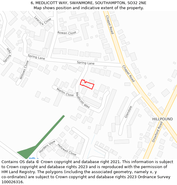 6, MEDLICOTT WAY, SWANMORE, SOUTHAMPTON, SO32 2NE: Location map and indicative extent of plot