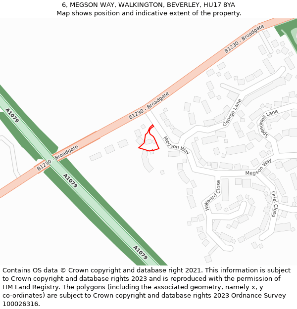 6, MEGSON WAY, WALKINGTON, BEVERLEY, HU17 8YA: Location map and indicative extent of plot