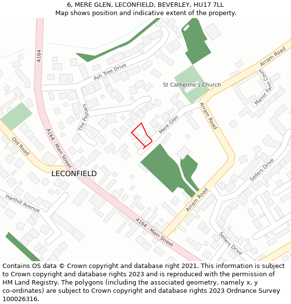 6, MERE GLEN, LECONFIELD, BEVERLEY, HU17 7LL: Location map and indicative extent of plot